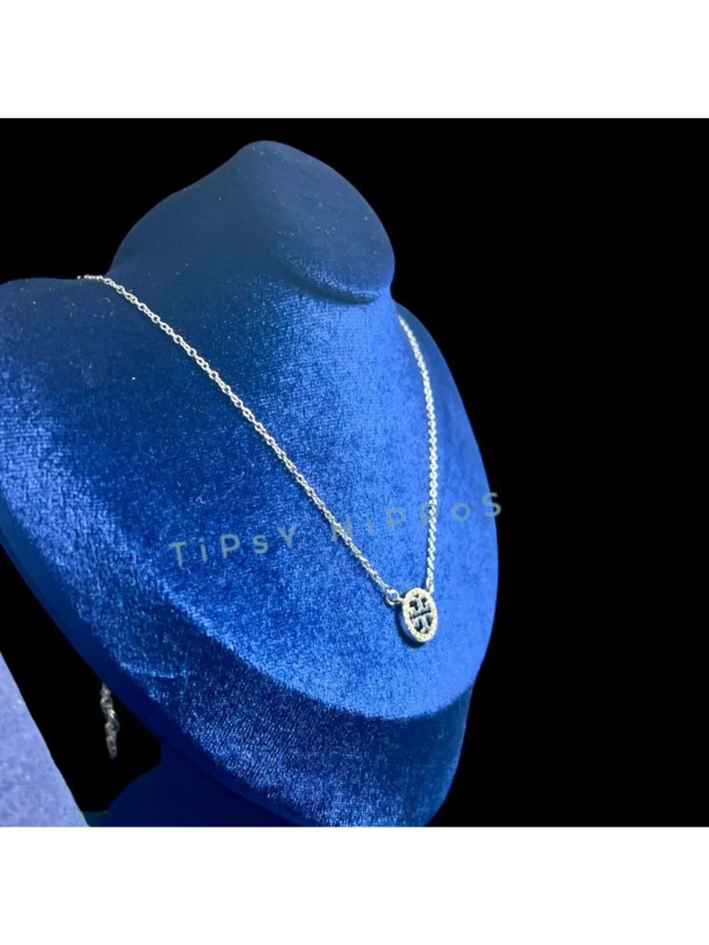 NEW!  Beautiful Tory Burch Silver Miller Crystal Pave Necklace